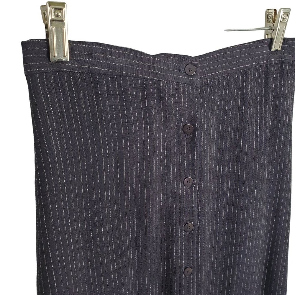 Eileen Fisher Size M Skirt Button Front Woven Wool Rayon Maxi Pinstripe Blue - Picture 5 of 10